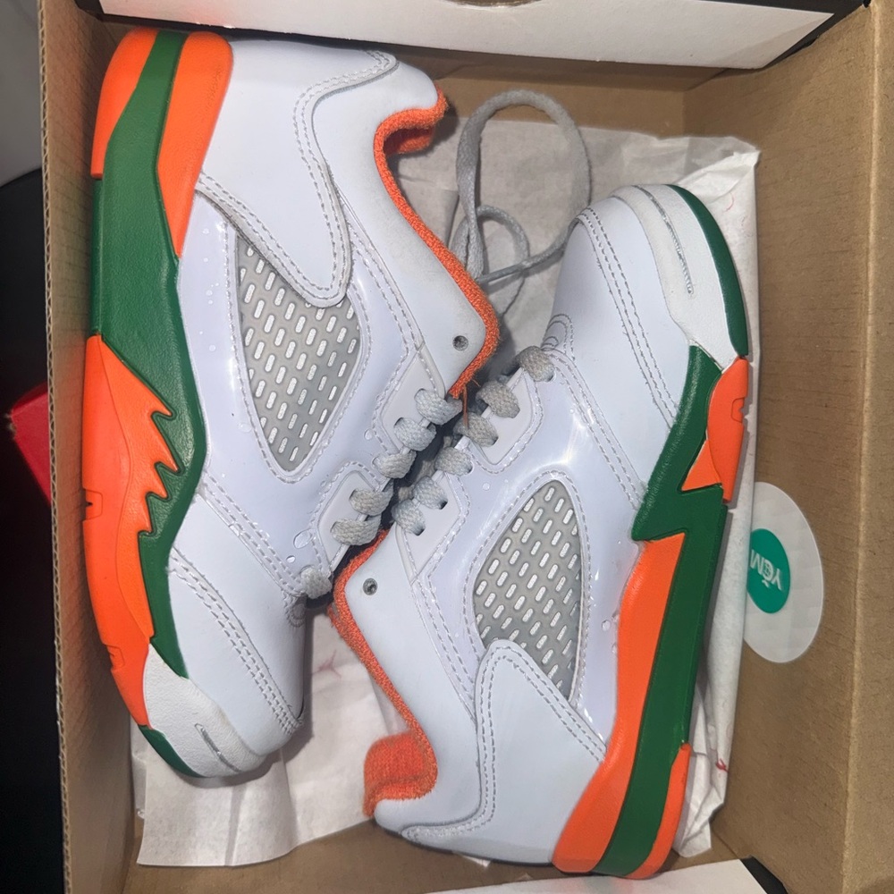 Nike Air Jordan 5 Retro Lucky Green Total Orange Kids Sneakers Size 11C